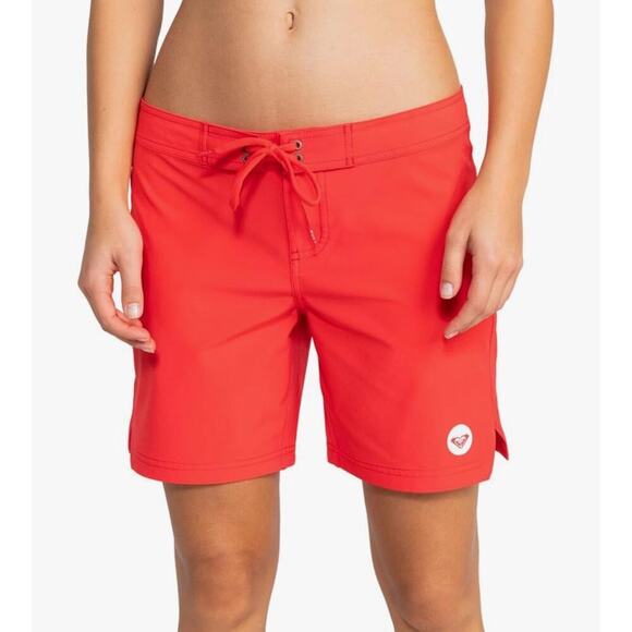 Roxy To Dye 7" Boardshort Swim Bottoms Women’s Large Red Surfer Beachy Lace Up - Picture 2 of 9
